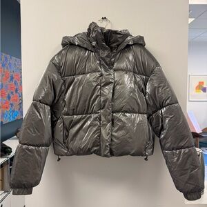 Zara Metallic Gray Puffer Jacket